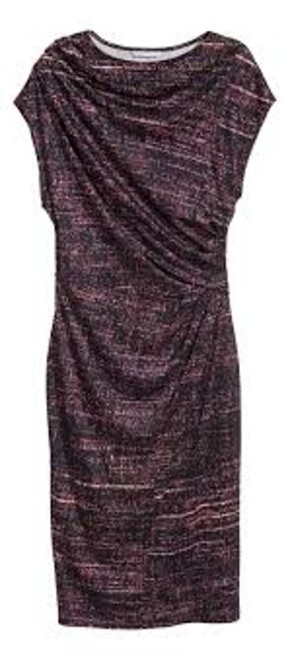 H&M Womens XS Black Black/Pink Abstract Print Ruched Draped Knee Length Dress